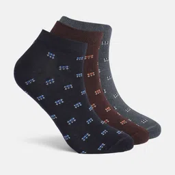 Mast & Harbour Men Pack of 3 Geometric Self-Design Ankle Length Socks-12