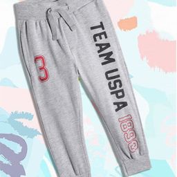 U.S. Polo Assn. Kids Boys Grey Melange Pure Cotton Printed Joggers-picture-34