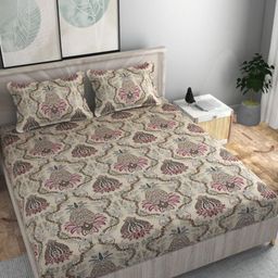 Homio Furnishings Private Limited Georgia Beige 250 TC King Bedsheet Set 1.9 m x 1.8 m-image-3