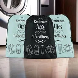 Aura Grey & Black 3 Pieces Printed Reusable Cloth Storage Bag Organisers-9