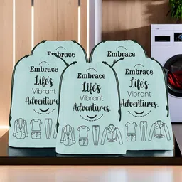 Aura Grey & Black 5 Pieces Printed Reusable Cloth Storage Bag Organisers-3