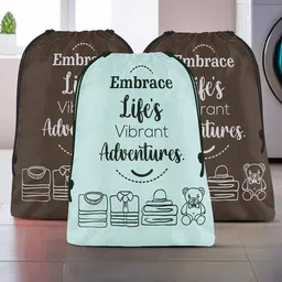 Aura Grey & Brown 3 Pieces Printed Reusable Cloth Storage Bag Organisers-24
