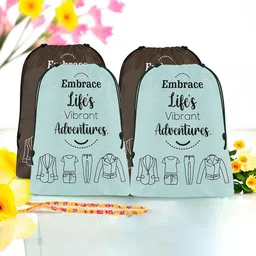 Aura Grey & Brown 4 Pieces Printed Reusable Cloth Storage Bag Organisers-37