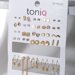 ToniQ Set of 25 Contemporary Gold-Plated Studs & Drop Earrings-75