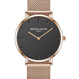 RODERICO GIULIANI Unisex Black Dial & Rose Gold Straps Analogue Watch RG-MMSA76000003--44