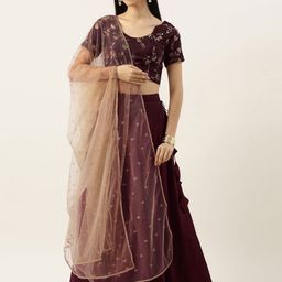 Ethnovog PurpleGolden Embroidered Made to Measure LehengaBlouse With Dupatta-55