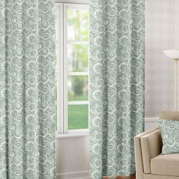 Raymond Home Green & Silver-Toned 2 Pcs Geometric Woven Design Door Curtains-image-22