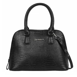 Lino Perros Black Snakeskin Textured Structured Handheld Bag image 5