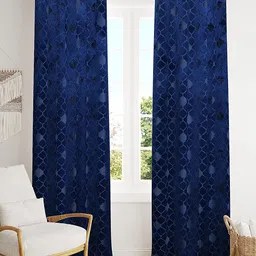 RIDHAAN Navy Blue 2 Pieces Ethnic Motifs Room Darkening Long Door Curtains-picture-16