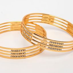 Anouk Women Set of 2 Gold-Plated Cubic Zirconia Stone Studded Bangles image 4