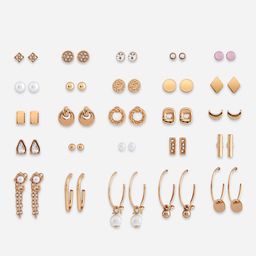 ToniQ Set of 25 Contemporary Gold-Plated Studs & Drop Earrings image 3