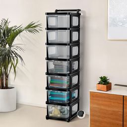 RUBOXA Transparent & Black 7-Layer Modular Storage Drawer Organisers image 5