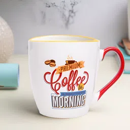 MARKET99 White & Red Typography Printed Ceramic Matte Mug 400 ml-12