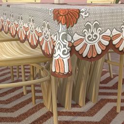 Kuber Industries Brown & Grey Printed Cotton 6-Seater Rectangular Table Cover image 5