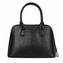 Lino Perros Black Snakeskin Textured Structured Handheld Bag image 2