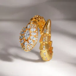 Rubans Voguish Gold-Plated CZ Studded Adjustable Finger Ring-38