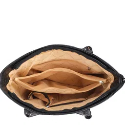 Lino Perros Black Snakeskin Textured Structured Handheld Bag image 4
