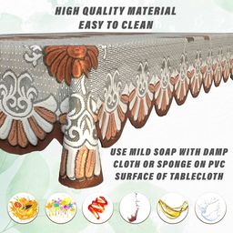 Kuber Industries Brown & Grey Printed Cotton 6-Seater Rectangular Table Cover image 3