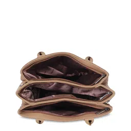 Mochi Beige Textured PU Oversized Structured Handheld Bag image 5