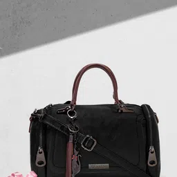 VISMIINTREND Black PU Structured Handheld Box Satchel Bag image 2