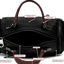 VISMIINTREND Black PU Structured Handheld Box Satchel Bag image 5