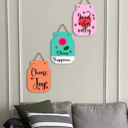 suveharts Pink Engineered Wood (Set of 3) Wall Hanging-picture-48