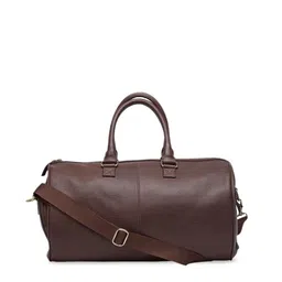 tohl Men Coffee Brown Solid Leather Duffel Bag-19