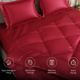 Stoa Paris Red Solid 4 Piece Double Queen Regular Bedding Set image 4