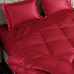 Stoa Paris Red Solid 4 Piece Double Queen Regular Bedding Set image 5