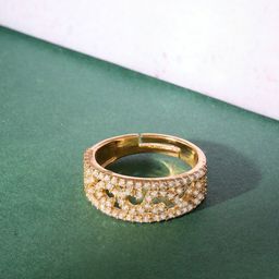 AMI Gold-Plated CZ Studded Finger Ring image 1