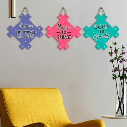 suveharts Pink Engineered Wood (Set of 3) Wall Hanging-picture-37