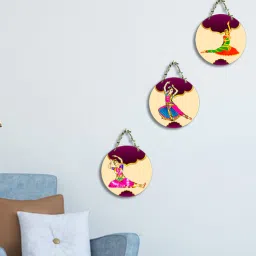 suveharts 3 Pcs Odissi Dance Wooden Circle Set Hanging-picture-30