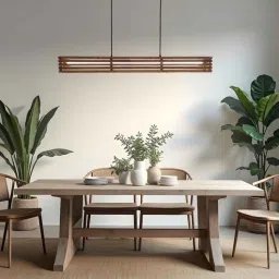 Elegant Baton Brown Solid Wood Linear LED Hanging Light by Symplify-picture-45