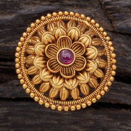 Kushal's Fashion Jewellery  Gold-Plated Stone Studded Floral Antique Finger Ring-image-78