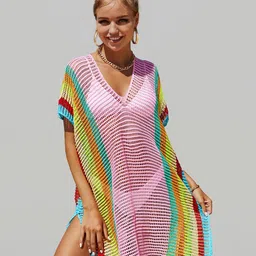 JC Collection Colourblocked Swimwear Cover Up Kaftan Dress-image-47