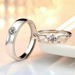 Krelin Set Of 2 Silver-Plated Sterling Silver Couple Band Finger Rings-image-4