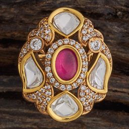 Kushal's Fashion Jewellery Victorian-Plated Kundan-Studded Adjustable Finger Ring-image-49