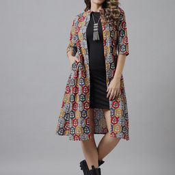 Azira Women Printed Cotton Longline Shrug-43