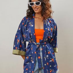 CMGE Floral Printed Swimwear Cover up Top-image-83