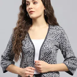 Monte Carlo Geometric Printed Cotton Open Front Crop Shrug-picture-24