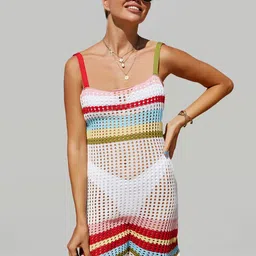 JC Collection Self-Design Swimwear Cover Up Top-image-46