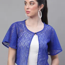 Rute Women Lace Button Front Cotton Crop Shrug-image-36