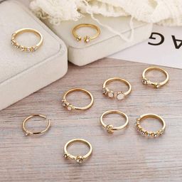 Yellow Chimes Set of 9 Crystal Studded Ring-92