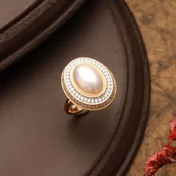 Saraf RS Jewellery Pearl Studded Adjustable Finger Ring-44