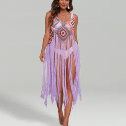 JC Collection Self-Design Swimwear Longline Cover Top-image-69