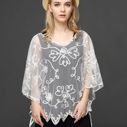JC Collection Embroidered Sheer Cape Shrug-image-12