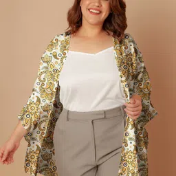 Zink Curve Plus Size Floral Printed Peplum Shrug-28
