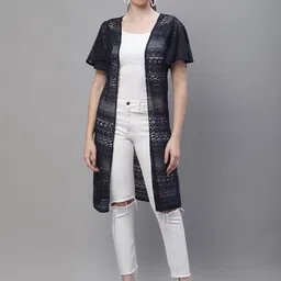 Rute Lace Open Front Stylish Cotton Longline Shrug-19