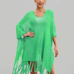 JC Collection Self-Design Swimwear Cover Up Top-image-12