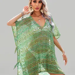 JC Collection Self-Design Swimwear Cover Up Top-image-50